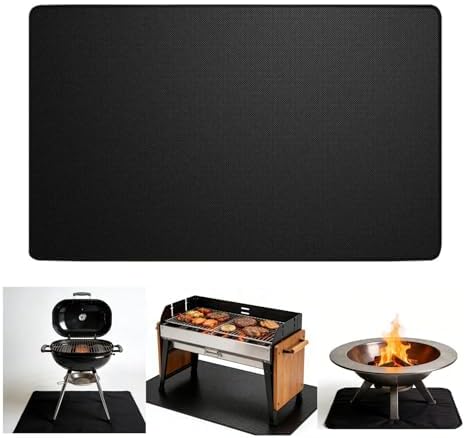 48x30 Inch Reusable Under Grill Mat for Outdoor Grill/Solo Stove/Under Fire Pit,Double-Sided Silicone Fiberglass BBQ Mat,Fireproof/Waterproof Oil-Resistant Protector for Deck Patio Grass by UBEISITO