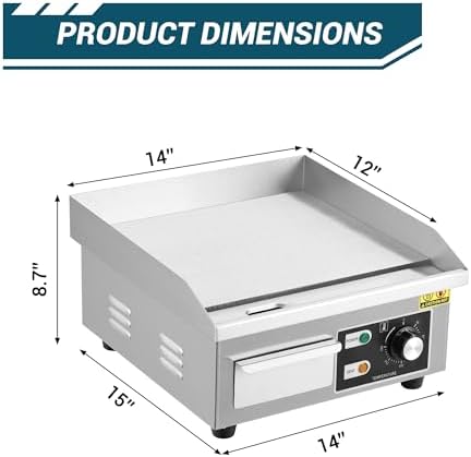 Garvee 14 In Commercial Electric Griddle, Flat Top Grill Countertop Griddle - Image 2