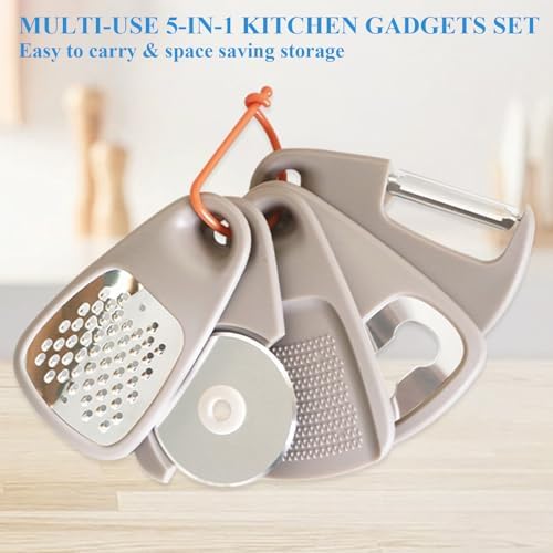 2 Pack Kitchen Gadgets Set 11 Pieces, Space Saving Cooking Tools Kitchen Accessories-Garlic Grinder, Cheese Grater, Vegetable Peeler, Pizza Cutter, Herb Stripper, Bottle Opener, Gadgets Gift Set - Image 2
