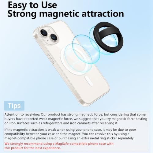 Magnetic Silicone Ring Grip Phone Holder, Rotating Finger Loop Ring Grip Holder, Soft and Portable, Strong Magnetic Attraction, Compatible with Magsafe Phone Case (Blue) - Image 2