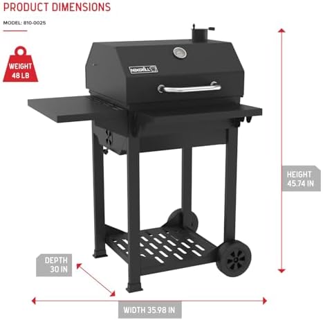 Nexgrill 22" Barrel Charcoal Grill, Side Shelf with Adjustable Chimney - Image 3