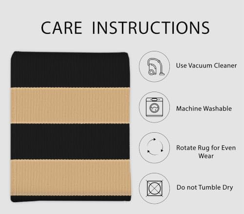 IOHOUZE 27.5x43 Striped Outdoor Door Mat, Washable Porch Rug, Black/Tan - Image 5