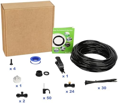 GMAULEE Misting Cooling System, DIY 78.8FT(24M) Misting Line +24 Brass Mist Nozzles+ a Brass Connector(3/4'') Outdoor Mister System for Patio Waterpark Garden Trampoline Greenhouse - Image 6