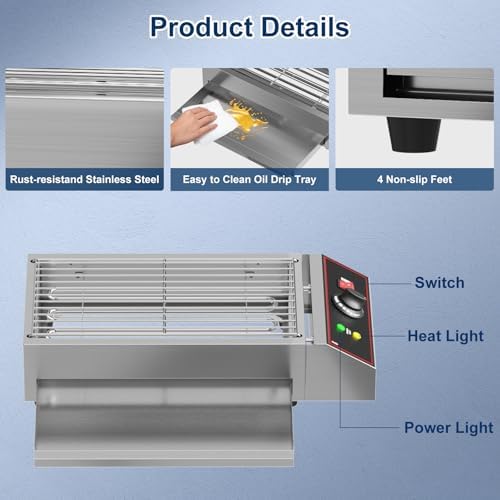 GarveeHome Electric Indoor Grill, 1800W Commercial Portable BBQ Grill Smokeless Countertop Grill with Removable Griddle, Stainless Steel, for Restaurant Home Camping Party Picnic - Image 6
