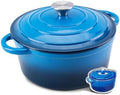 Enameled Cast Iron Round Dutch Oven -7QT Pot With Lid,Blue by WOKINS