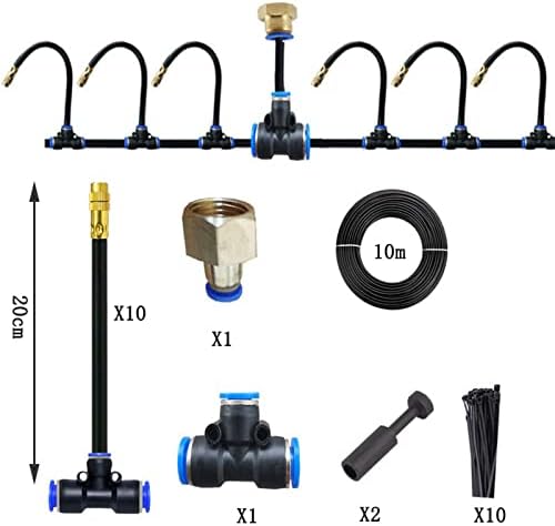 Outdoor Misting Cooling System Kit with Flexible Adjustable Nozzles & Flexible Misting Line & Filter, Patio Misters Mister System Drip Irrigation System for Outside Patio(Size:10m Tube+ 10 nozzles,) - Image 3