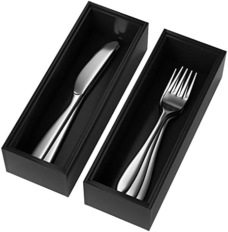 Lixple Bamboo Kitchen Drawer Organizer, 2 Pack, 9" x 3" x 2", Black by Lixple