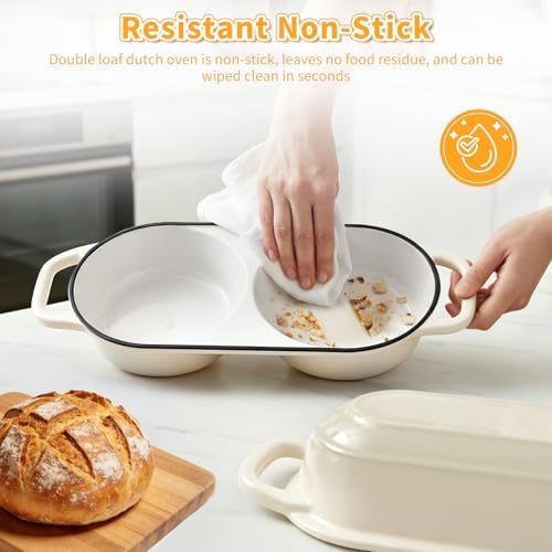 Mini Double Dutch Oven For Sourdough Bread Baking, 2.2QT Enameled Cast Iron - Image 7