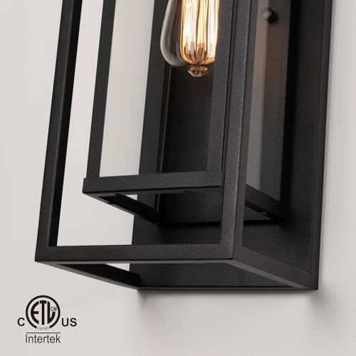 mirrea 18" Modern Outdoor Porch Wall Light, Matte Black, 2 Pack - Image 5