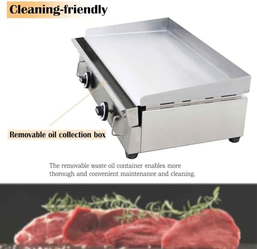 Commercial Stainless Steel Natural Gas Griddle Grill, 28.9" x 16.1" Flat Top Countertop Griddle for Steak, Pancakes & Teppanyaki, 2000Pa, Home & Outdoor Use - Image 3