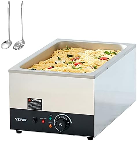 VEVOR Commercial Food Warmer 24QT Bain Marie 1200W Electric Buffet Warmer Steam Table Food Warmer Countertop Stainless Steel Food Warmer Wet or Dry Use for Parties, Catering and Restaurant by VEVOR