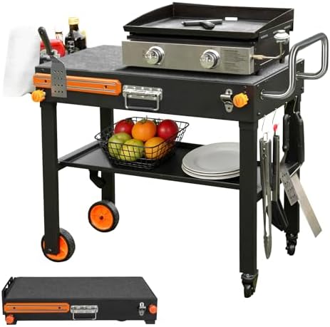 Folding Grill Table for Blackstone 17" & 22" Griddle, Portable Grill Cart by EsFrondo