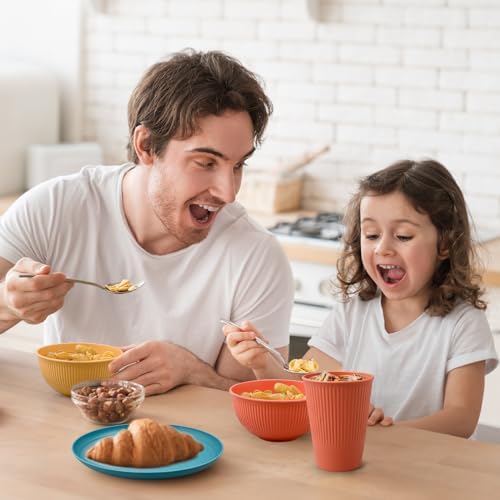 48 Pcs Wheat Straw Dinnerware Sets for 6,Unbreakable Plates and Bowls Set - Image 5