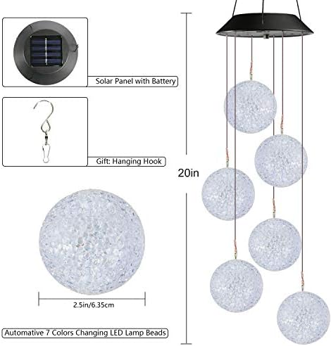 Toodour Solar Wind Chime, Color Changing Ball Wind Chimes Gifts for Mom - Image 3
