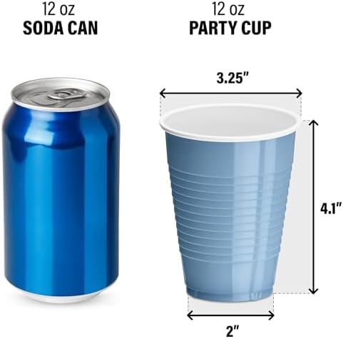 DecorRack 20 Party Cups 12 oz Disposable Plastic Cups for Birthday Party Bachelorette Camping Indoor Outdoor Events Beverage Drinking Cups (Light Blue, 20) - Image 5