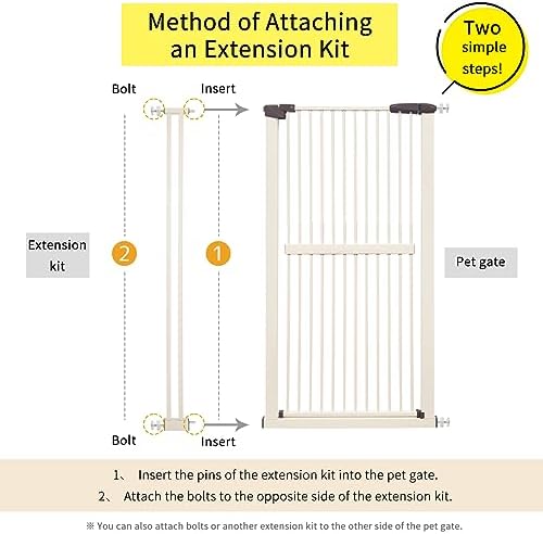Lumizone 55.12" Extra Tall Pet Gate Extension Kit 4.13" Wide Cream - Image 3