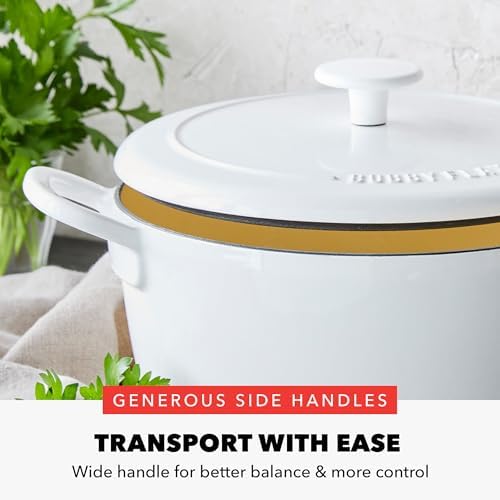 GreenPan x Bobby Flay 5.5QT Enameled Cast Iron Dutch Oven With Lid, White - Image 5