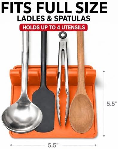 2 Pack Orange Silicone Spoon Rest for Stove Top, Spoon Holder for Stove - Image 2