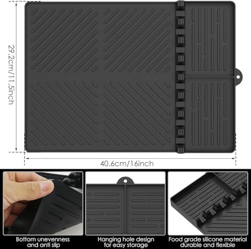 Silicone Griddle Tool Mat for Blackstone, Heat Resistant Side Shelf Mat with Drip Pad – BBQ Grill Accessories for Outdoor Grill, Kitchen Counter, Spatula Holder, Cooking Organizer (1, Orange) - Image 7