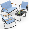 Ahomly 4-Piece Patio Furniture Set, Textilene Conversation Set, Lightblue by Ahomly
