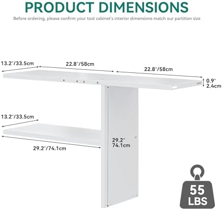 YITAHOME 30 Cuft Metal Storage Shed Shelf, Space-Saving Waterproof Shelf for Horizontal Storage Sheds,Waterproof for Garden, Patio, Garage, Easy Assembly,45.6" L X 13.2" W X 29.2" H, White - Image 6