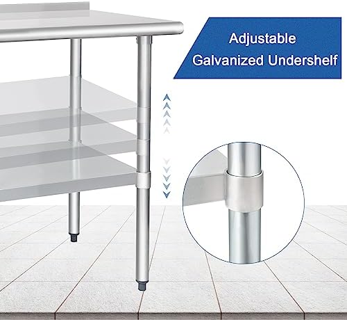 HARDURA Stainless Steel Prep & Work Table 24 x 60 Inches Backsplash - Image 3