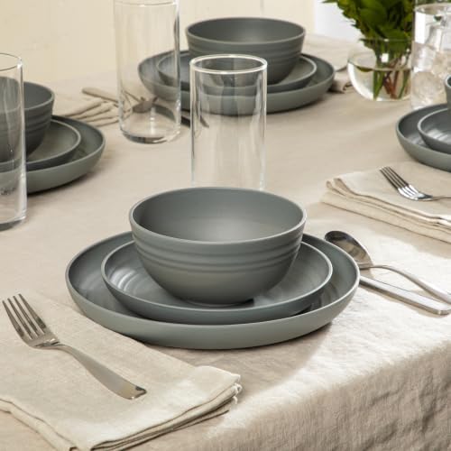 Gibson Home Plates and Bowls Set, 12 Piece Wheat Straw Dinnerware for 4 - Image 2