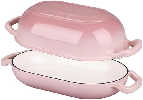 VORRINGARD Enameled Cast Iron Sourdough Bread Oven, Dutch Oven, Loaf Cast Iron Bread Pan for Homemade Bread Baking, Meatloaf Pan with Lid, 5QT, Pink - Image 6