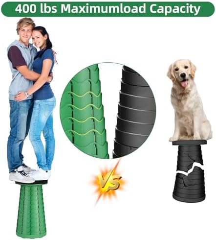 Qiguet Collapsible Stool, Folding Chair - Upgraded Portable Chair with Load Capacity 400lbs, Portable Stool for Camping Fishing Hiking - Folding Stool,Gifts for Fisherman (All Army Green) - Image 4