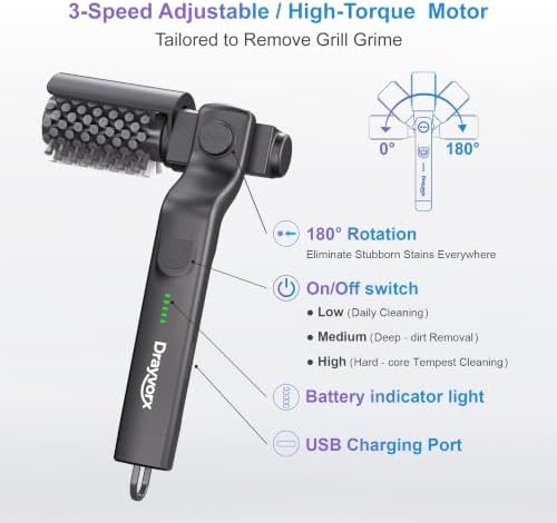 Electric Grill Brush, 20kg High Torque Grill Cleaner with 3 Speed Modes - Image 6