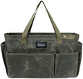 Portable Garden Camping Tool Storage Bag,Waxed Canvas Firewood Carrier Tote bag,Collapsible Sturdy Garden Basket Great for Women, Gardener, Electrician, Repairer(Army Green) by MYDAYSOUTDOOR