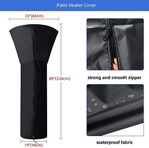 ANSTROUT 420D Patio Heater Cover, Waterproof with Zipper, Outdoor Propane Heater Cover for Any Season, Large Size: 89"H x 33"Dx19"B (Black) - Image 2
