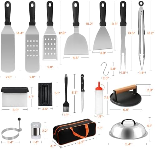 32pcs Griddle Accessories Kit for Blackstone, Flat Top Grill Accessories Set for Camp Chef, Grill Spatula Set with Enlarged Spatulas, Professional Hibachi Tools Gifts for Outdoor BBQ Teppanyaki - Image 2