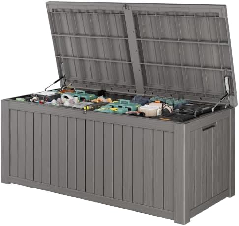 Outdoor Storage Waterproof Deck Box for Patio (220 Gallon, Grey) by Unknown