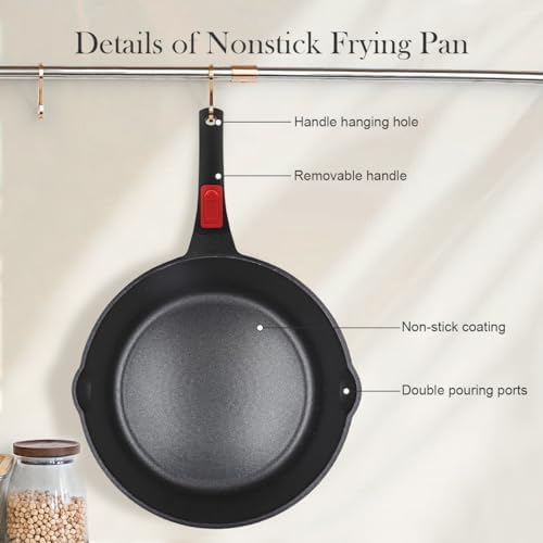 10 Inch Deep Frying Pan Skillet with Lid, 4 QT Nonstick Saute Pan - Image 3