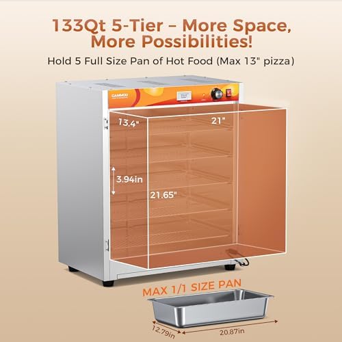 CAMMOO 133Qt 5-Tier 900W Commercial Food Warmer Cabinet - Image 6