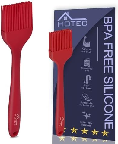 HOTEC 600°F Heat Resistant, Silicone Basting &Pastry Brushes, Red 2 by Hotec