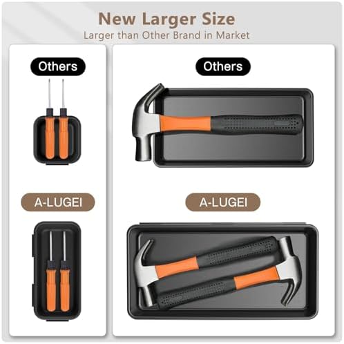 【】【5 Size】A-LUGEI Tool Box Organizer Tray Divider Set, 【Black】 Desk Drawer Organizer, Garage Organization and Storage Toolbox Accessories Rolling Tool Chest Cart Cabinet WorkBench Small Part - Image 2