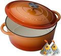 Enameled Cast Iron Dutch Oven, 7.5QT Pot with Lid, Vibrant Orange by SUNOUTLY