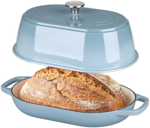 VORRINGARD Enameled Cast Iron Dutch Oven Pot with Dome Lid, Oval Bread Oven for Homemade Sourdough Bread Baking, Oven Safe up to 500°F, 6 Quart, Sea Salt by Unknown