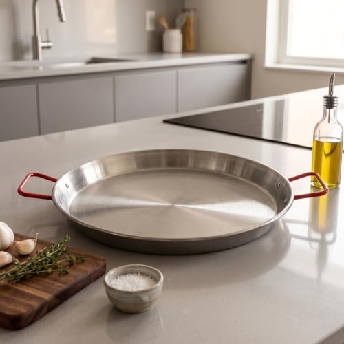 Magefesa 18" Carbon Steel Paella Pan – 46 cm - 12 Servings, Durable & Lightweight with Dimpled Surface, Ideal for Outdoor Cooking & Traditional Valencian Paella - Image 2