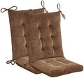 Outdoor Patio Cushion, Rocking Chair Cushion, Tufted Pads, Set of Upper and Lower with Ties Pack of 2 (2 Sets) - Back 20"×17", Seat 17"×17" (Brown) by Makimoo