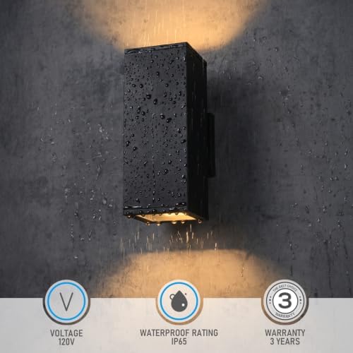 LEONLITE 2-Pack 12" Outdoor Rectangular Wall Light, Up and Down, E26 Base - Image 3