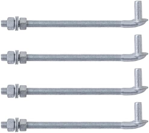 VIVIDA J Bolt Gate Hinge, 5/8" X 12" Gate Bolt Post Hinge, 4-Pack by VIVIDA