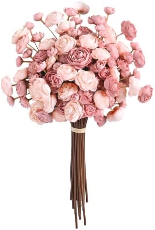 Waipfaru Ranunculus Artificial Flowers, 36Pcs 14In Fake Peonies Artificial Flowers, Dusty Rose Flower for Vase Silk Flower Real Touch Faux Peony Bulk for DIY Wedding Bouquet Home Bridal Shower Decor by Waipfaru
