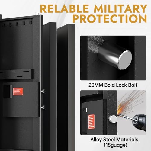KAER 10-15 Biometric Gun Safe for Rifles and Pistols,Large Gun Cabinet with Removable Racks & Adjustable Shelf,Fingerprint Keypad Lock Rifle Safe for Home & Hunting(AR-15) - Image 6