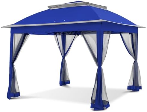 COOS BAY 11x11 Pop Up Gazebo with Netting, Canopy Tent, Royal Blue by COOSBAY