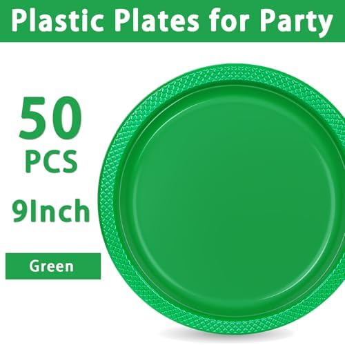 WELLIFE Green Plastic Plates 9 Inch 50 Count - Image 7