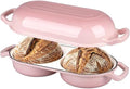 VORRINGARD Enameled Cast Iron Double Dutch Oven with Lid, Dual Round Loaf Pan, Bread pan for Homemade Sourdough Bread Baking, Pink by Unknown