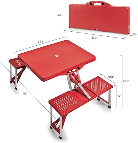PICNIC TIME NCAA Texas Tech Red Raiders Folding Picnic Table - Camping Table - Outdoor Table with Umbrella Hole, (Red) - Image 3